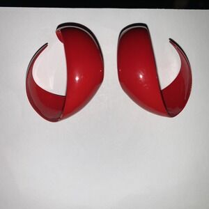 Vintage Red Hoop Swirl Post‎ Earrings